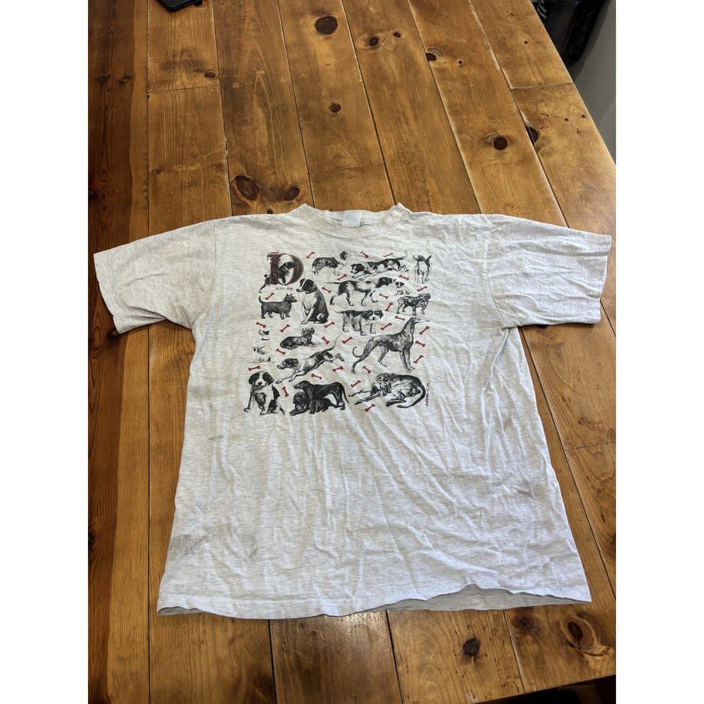 Vintage 1991 Alcreโ Dog Breeds T-Shirt Large Canine Puppy Bone Graphic Tee XL
